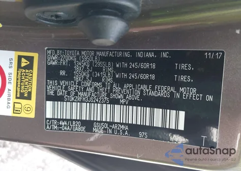 2018 Toyota Highlander Xle from USA, damaged, VIN 5TDKZRFH3JS242375